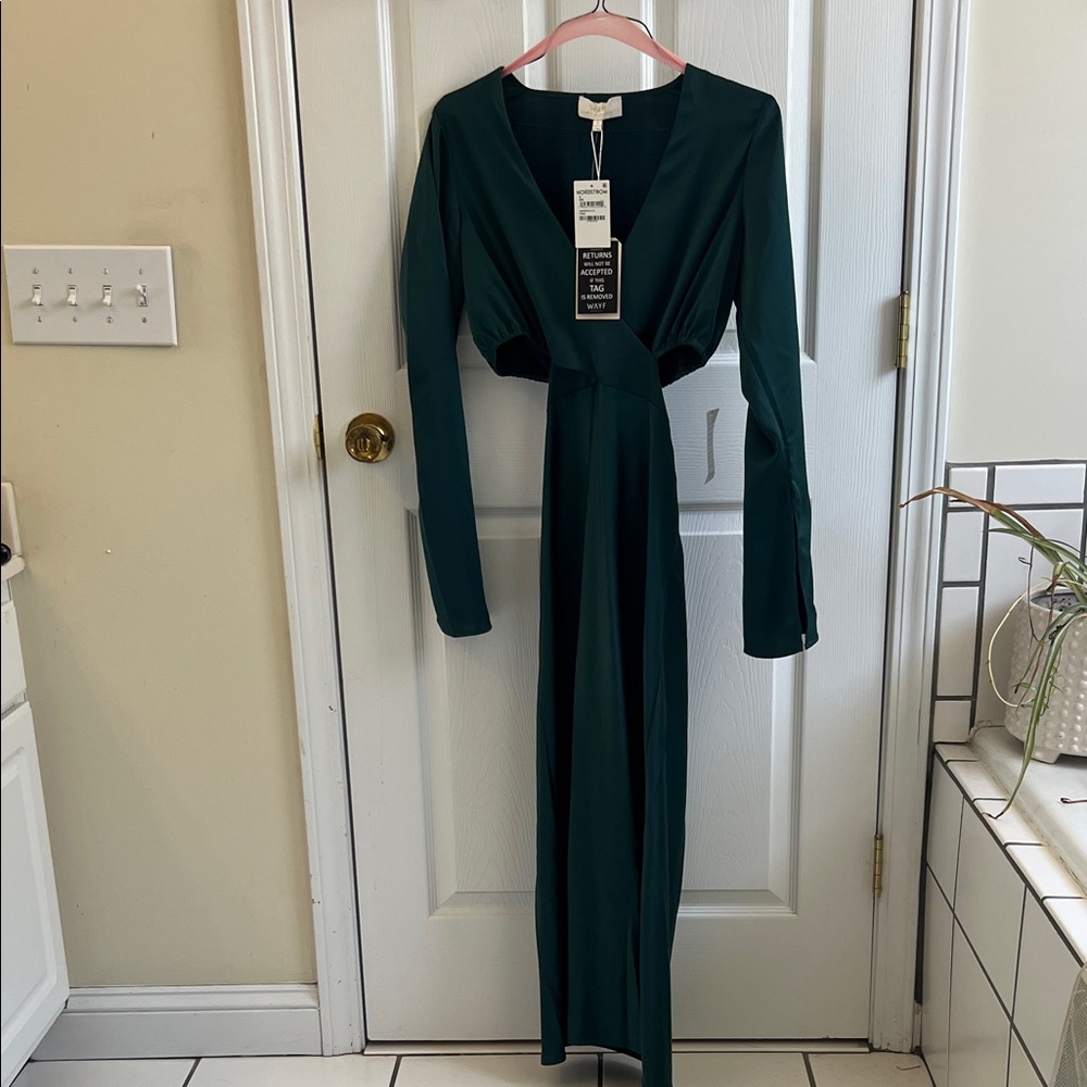 Wayf Deep Green Long Sleeve Dress